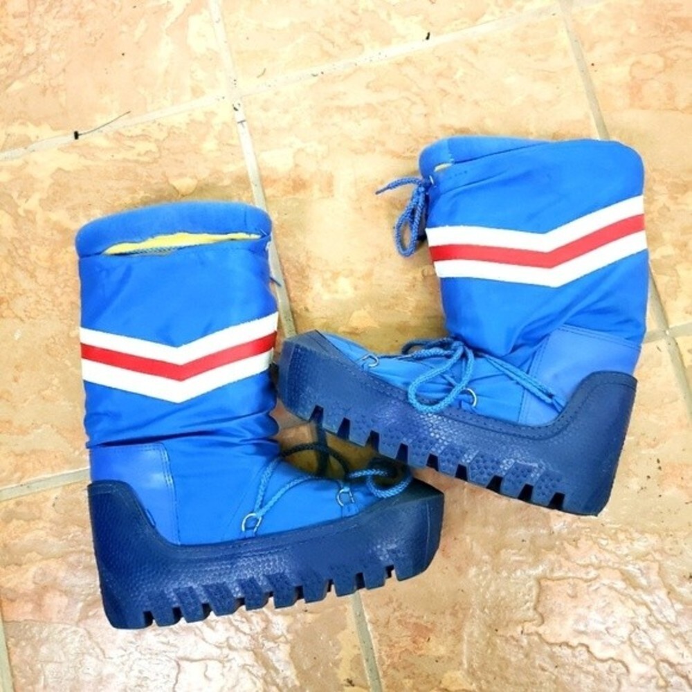Vintage Men's Lascoste Blue Stripe Original 1960's Moon landing Boot Size ~10